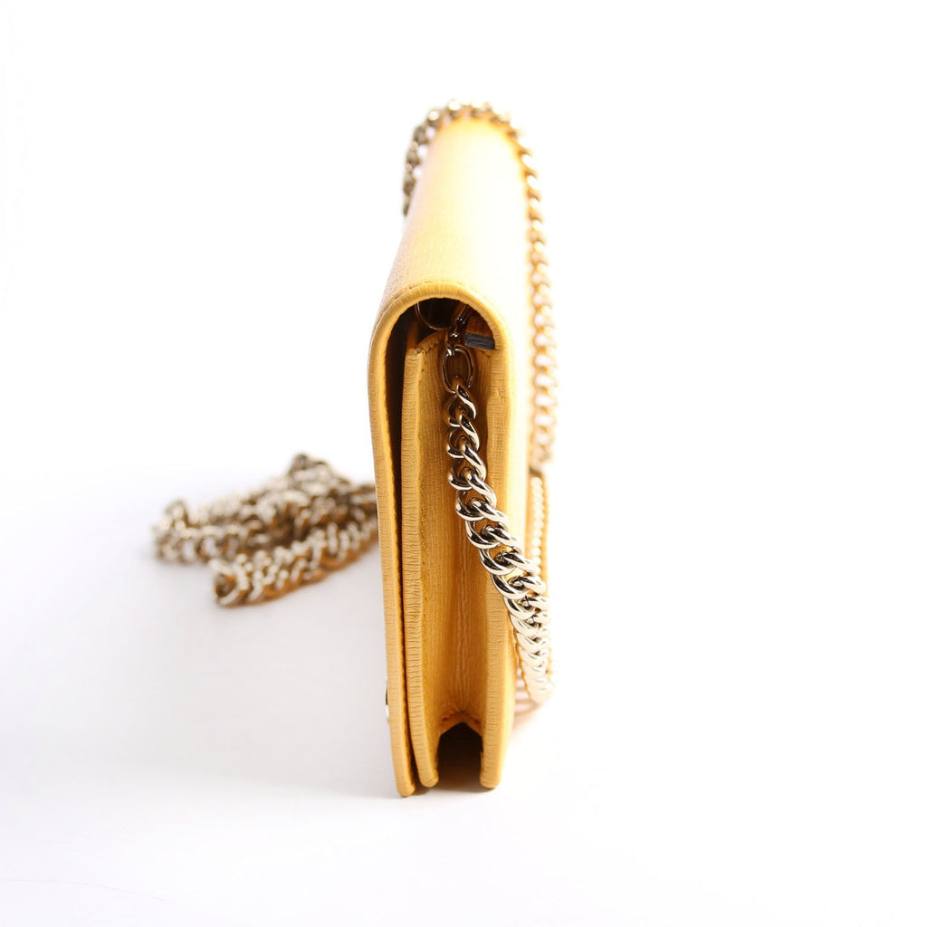 Gucci 354697 Interlocking GG Chain Wallet Yellow