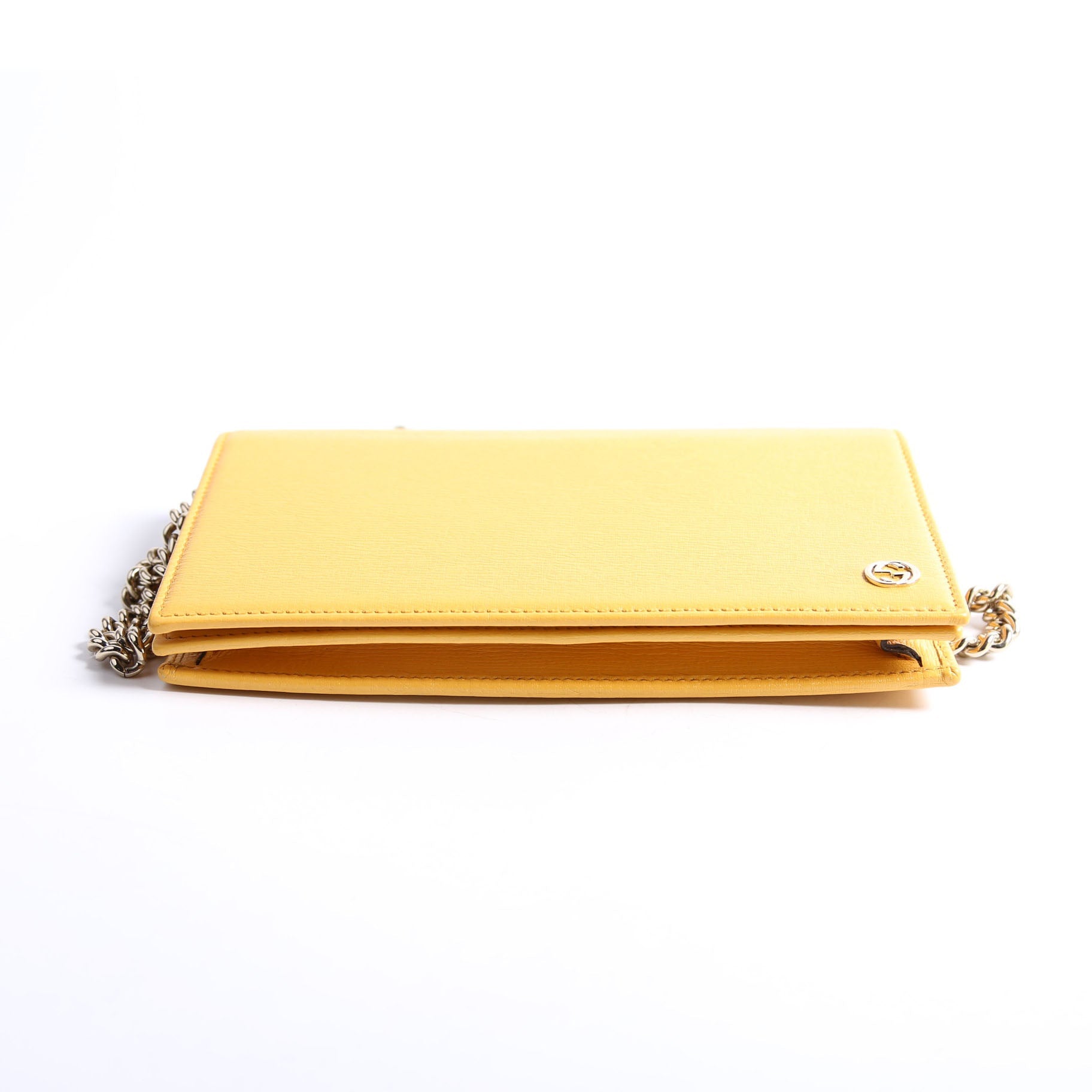Gucci 354697 Interlocking GG Chain Wallet Yellow