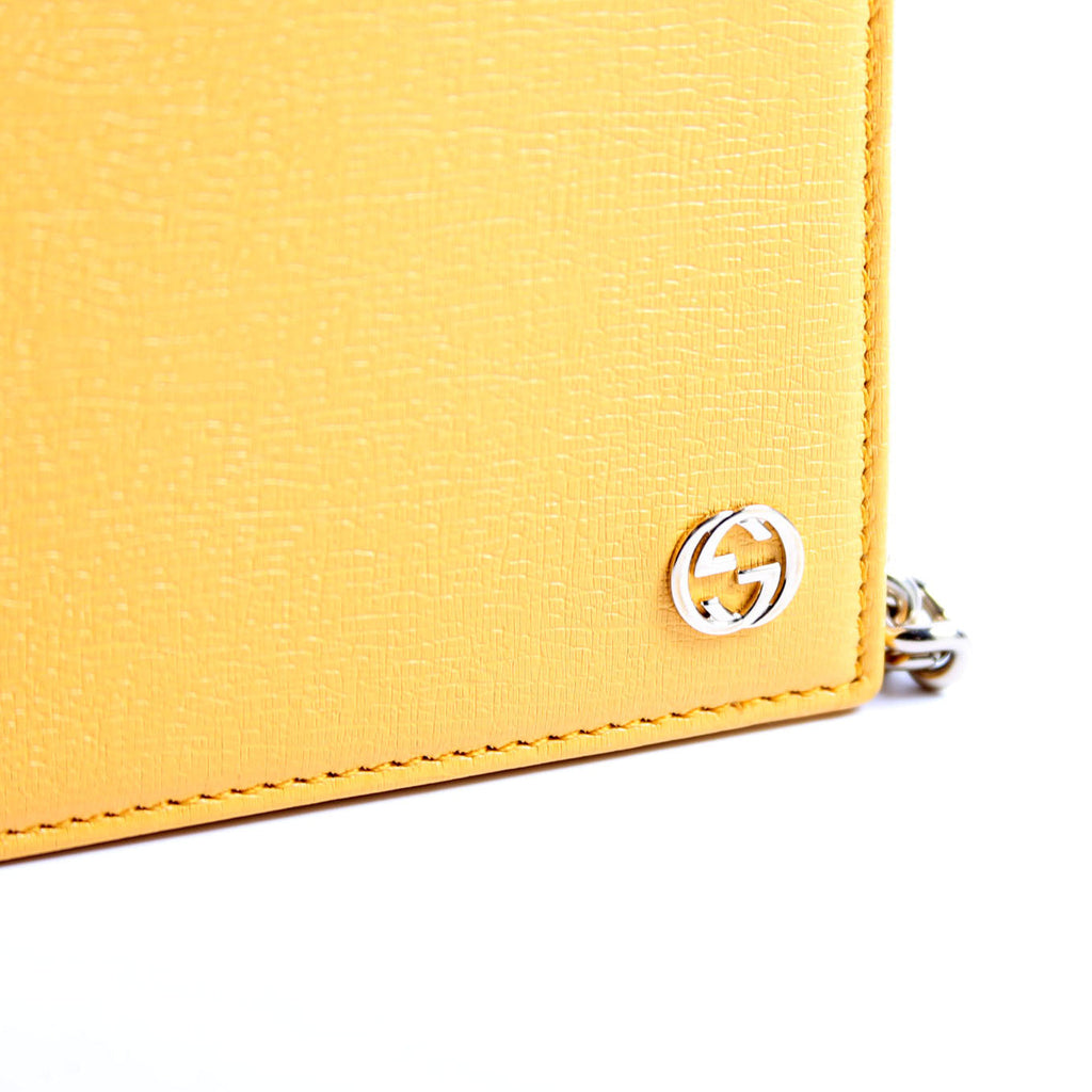 Gucci 354697 Interlocking GG Chain Wallet Yellow