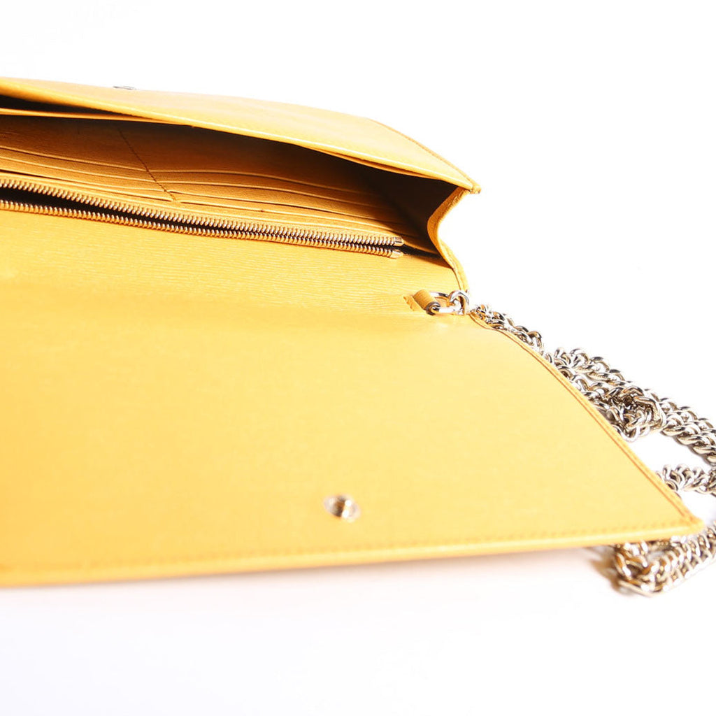 Gucci 354697 Interlocking GG Chain Wallet Yellow