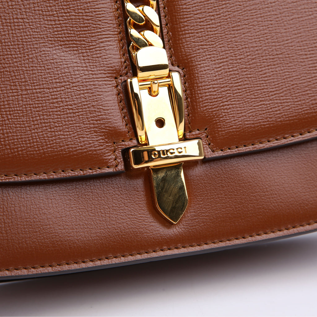 Gucci 601067 Sylvie 1969 Leather Small Brown