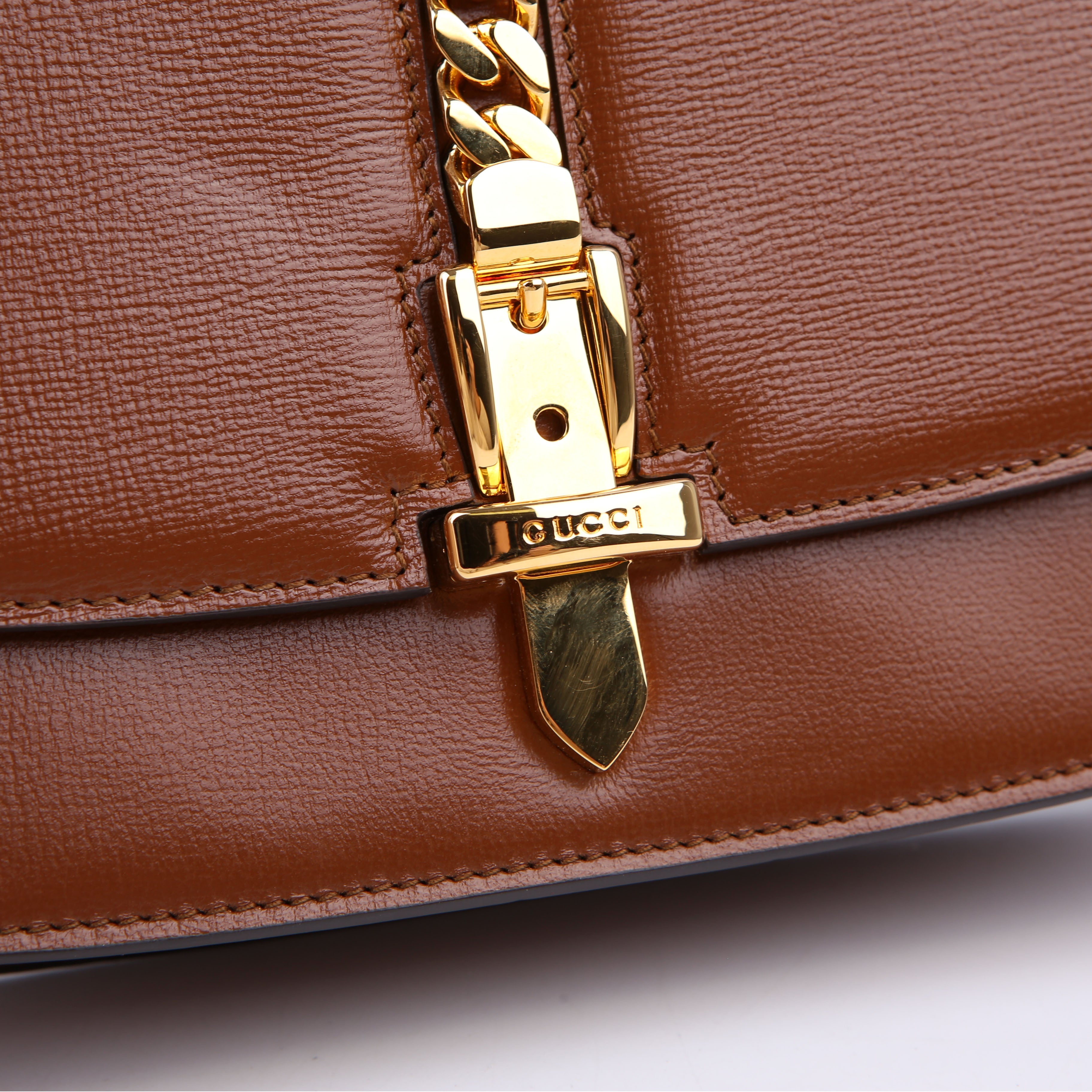 Gucci 601067 Sylvie 1969 Leather Small Brown