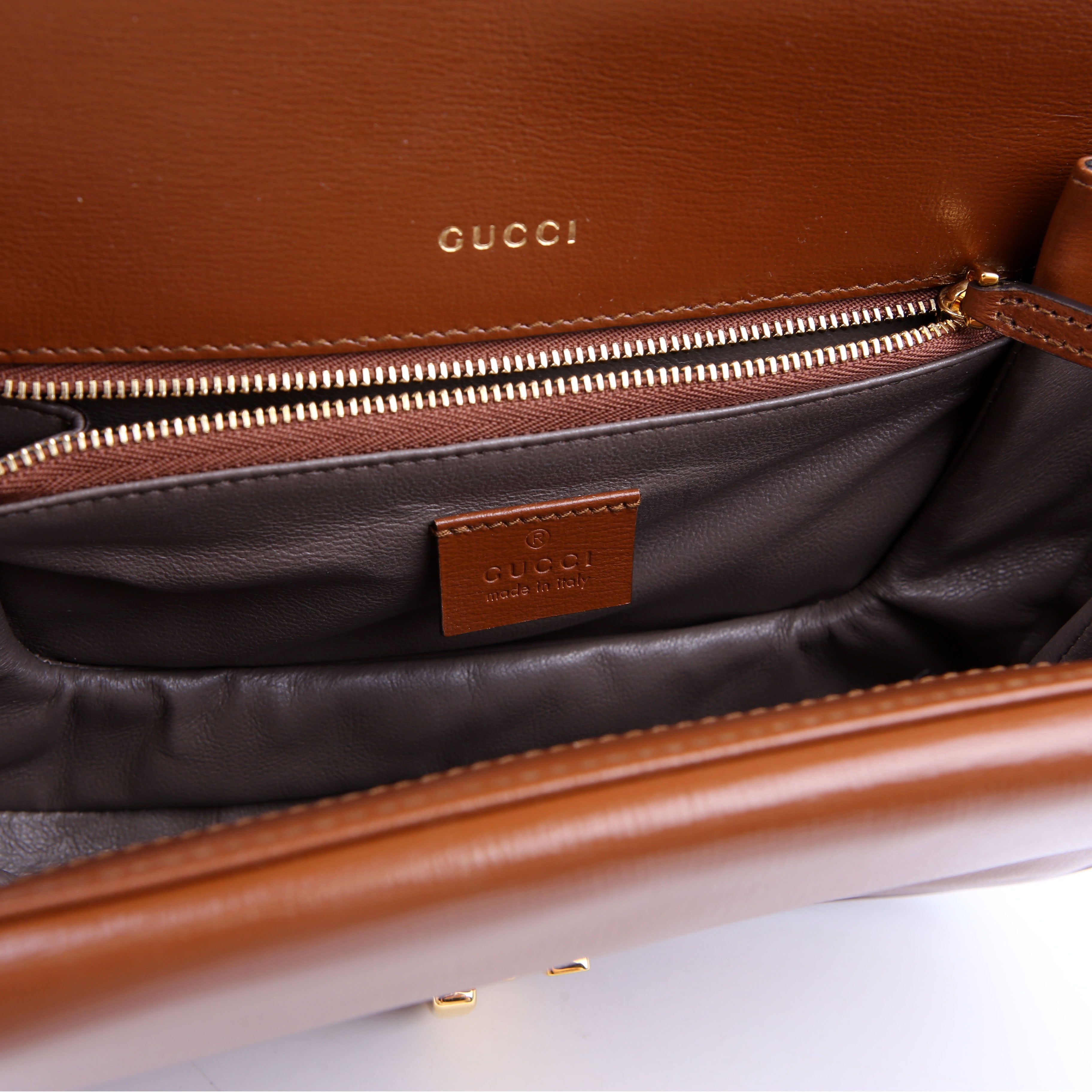 Gucci 601067 Sylvie 1969 Leather Small Brown