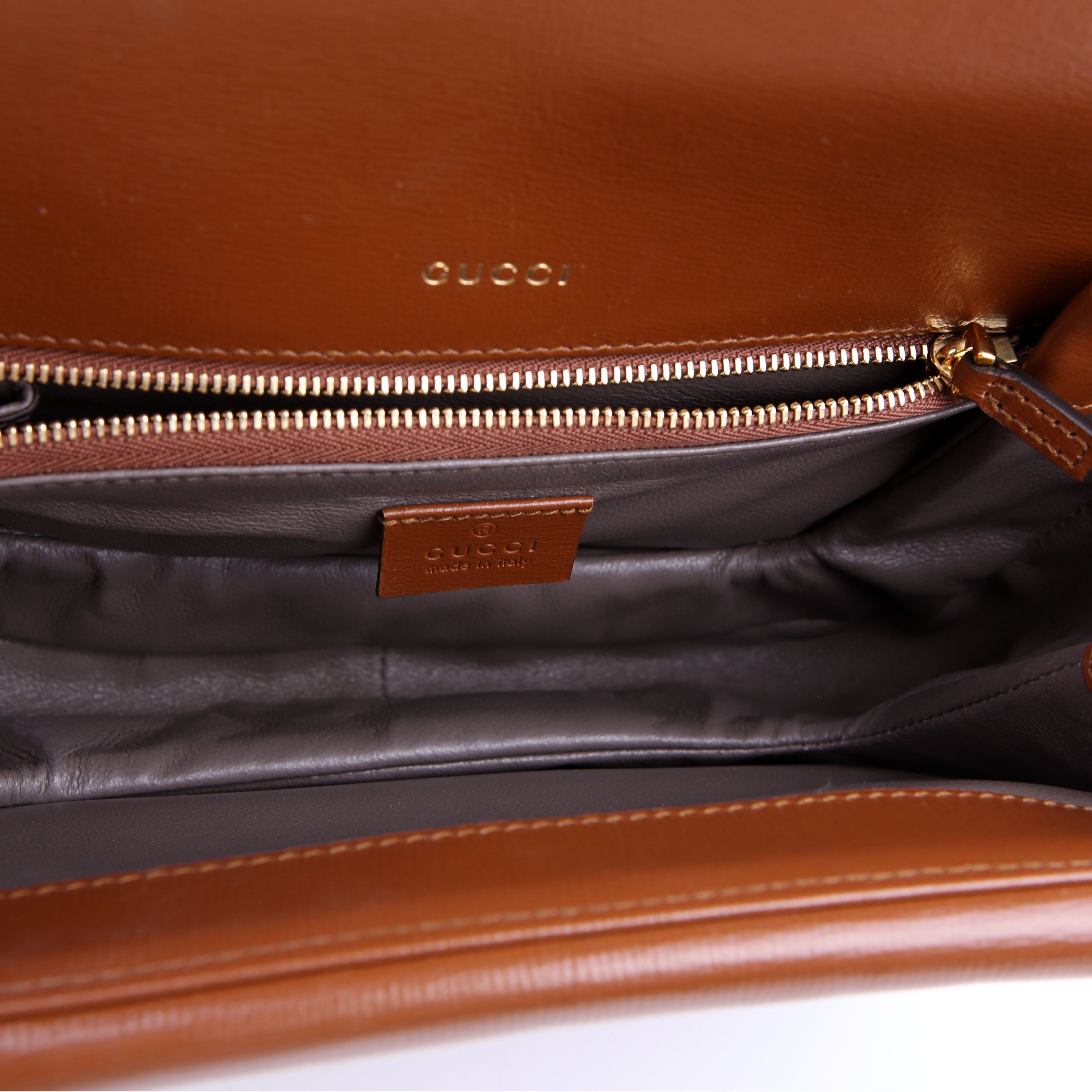 Gucci 601067 Sylvie 1969 Leather Small Brown