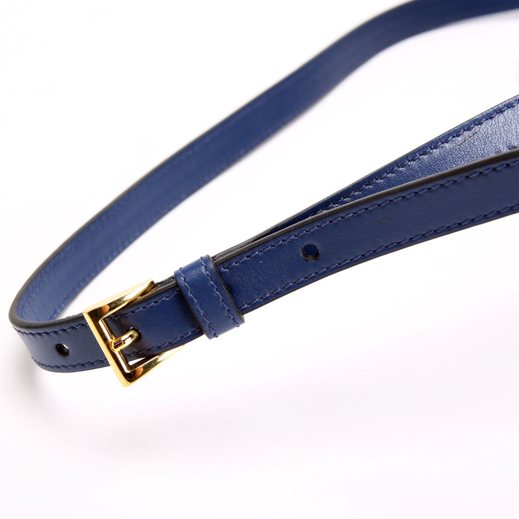 Saffiano Cuir Monochrome Top Handle Tote Blue/Gold