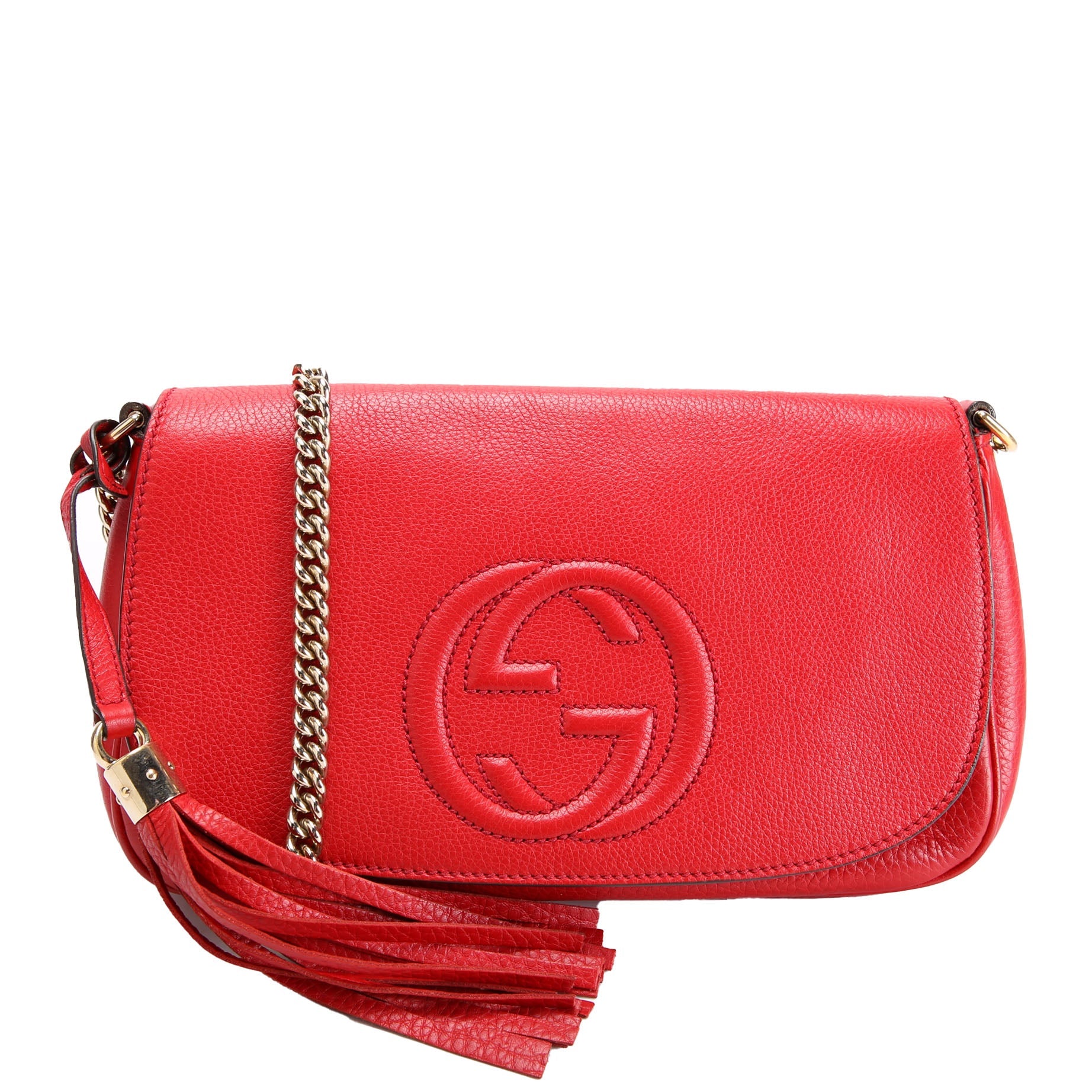Gucci 336752 Soho Chain Tassel Flap Red