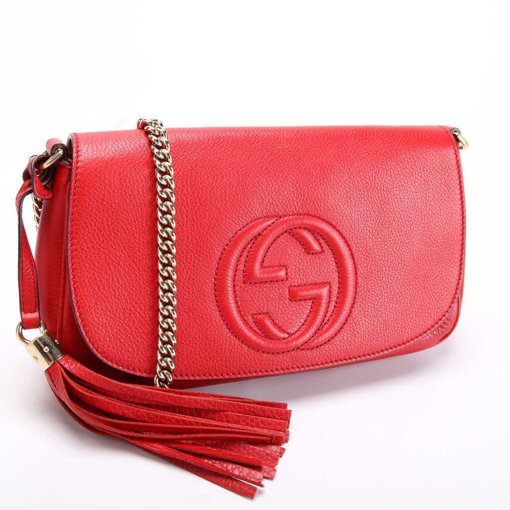 Gucci 336752 Soho Chain Tassel Flap Red