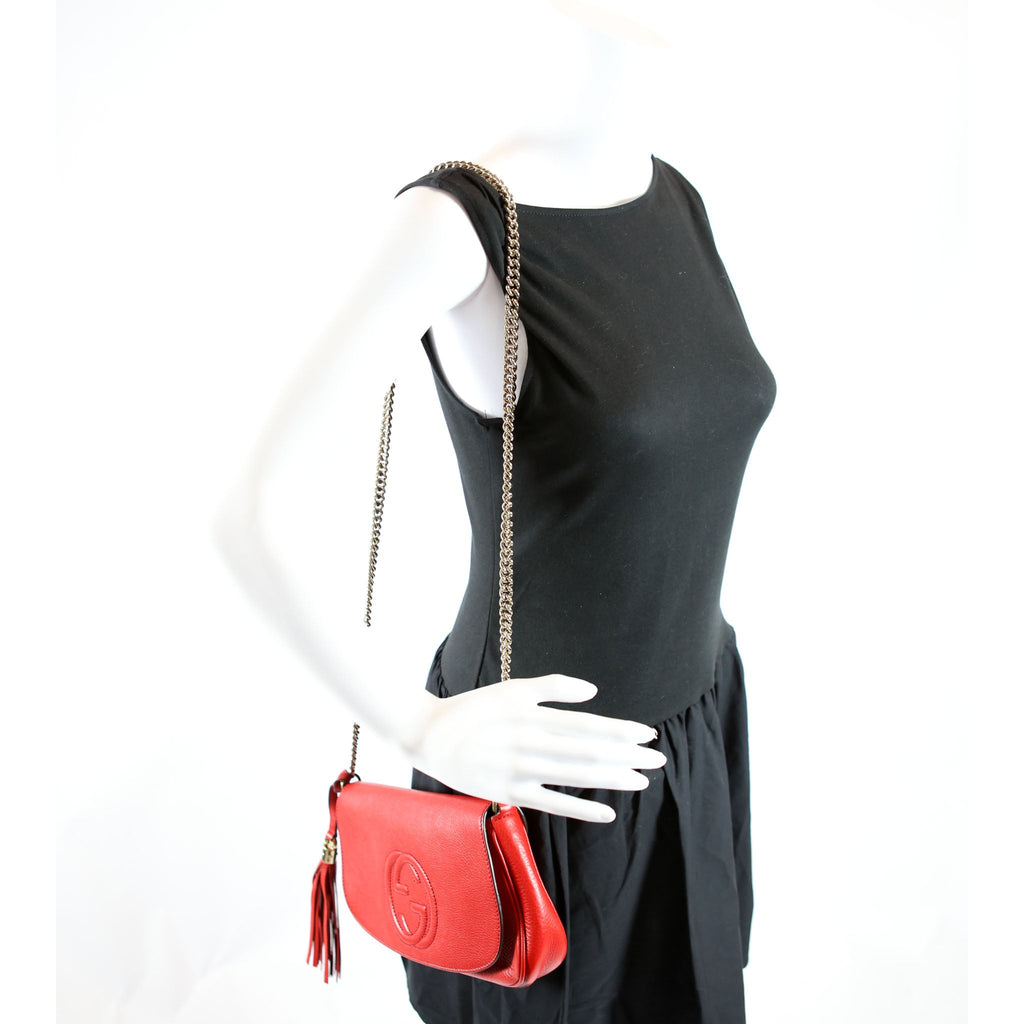 Gucci 336752 Soho Chain Tassel Flap Red