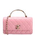 Crystal CC Top Handle Phone Holder Lambskin (RFID) Pink/Gold
