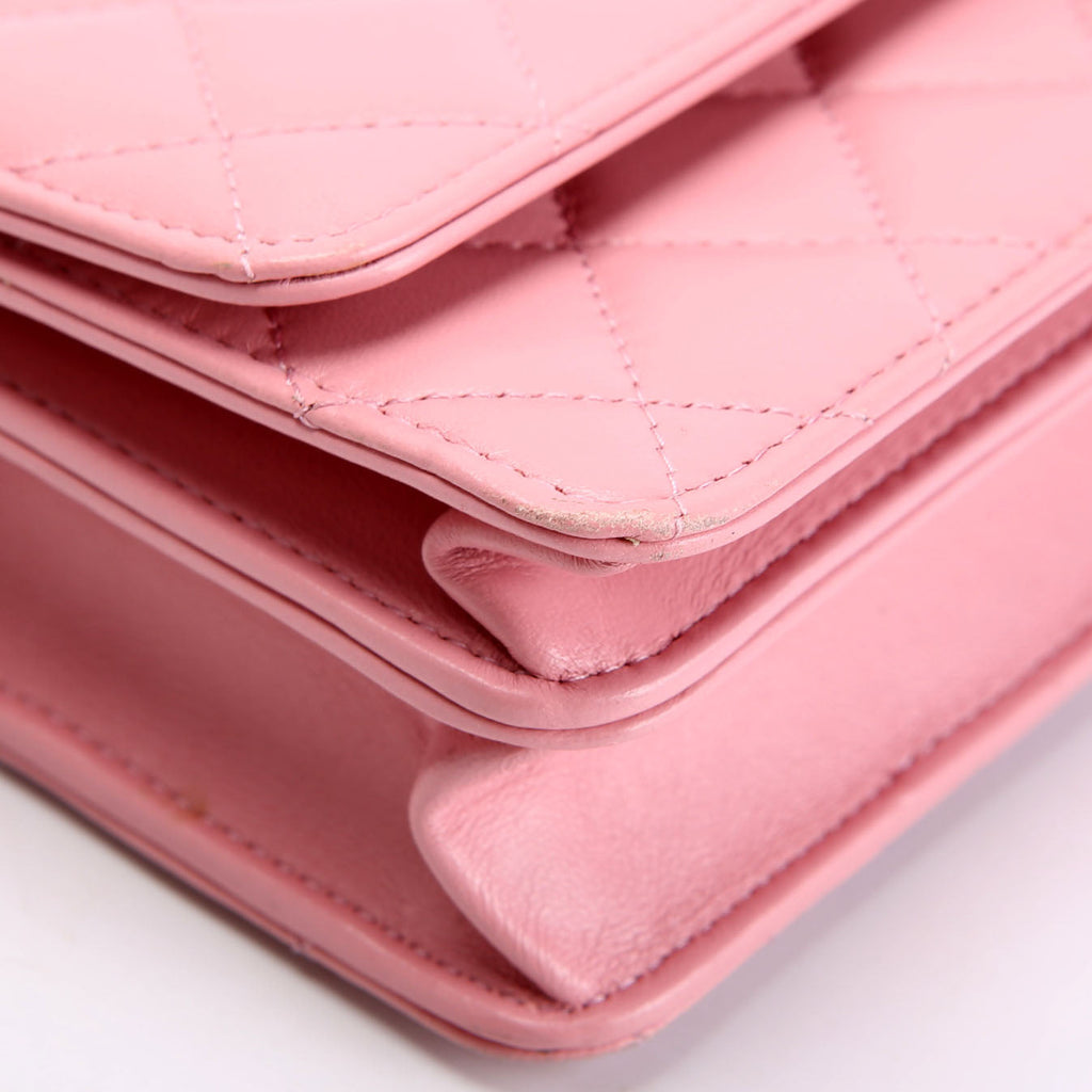 Crystal CC Top Handle Phone Holder Lambskin (RFID) Pink/Gold
