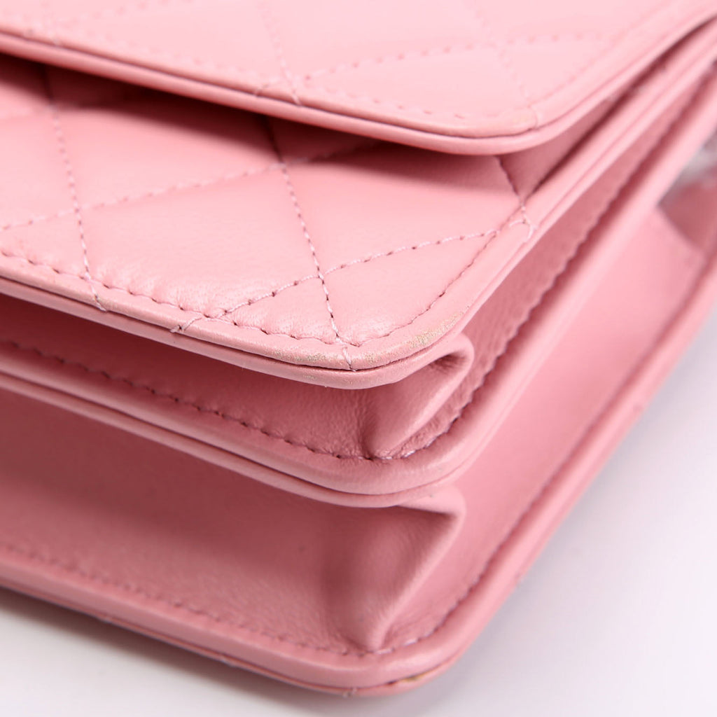 Crystal CC Top Handle Phone Holder Lambskin (RFID) Pink/Gold
