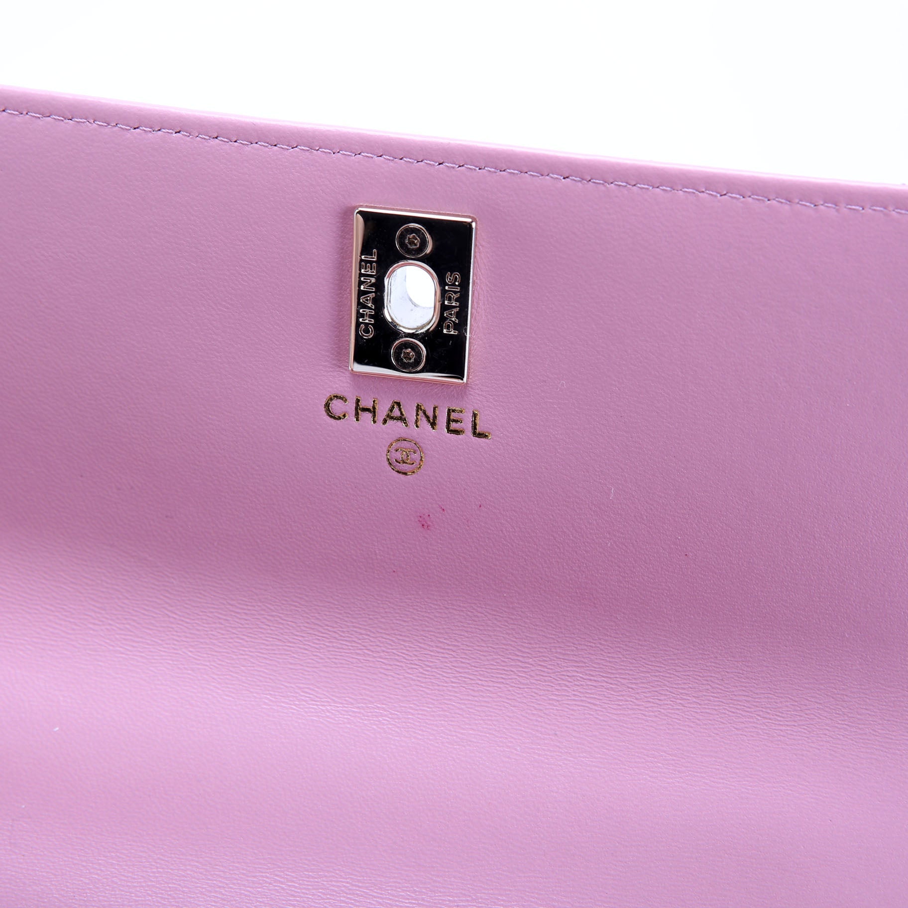 Crystal CC Top Handle Phone Holder Lambskin (RFID) Pink/Gold
