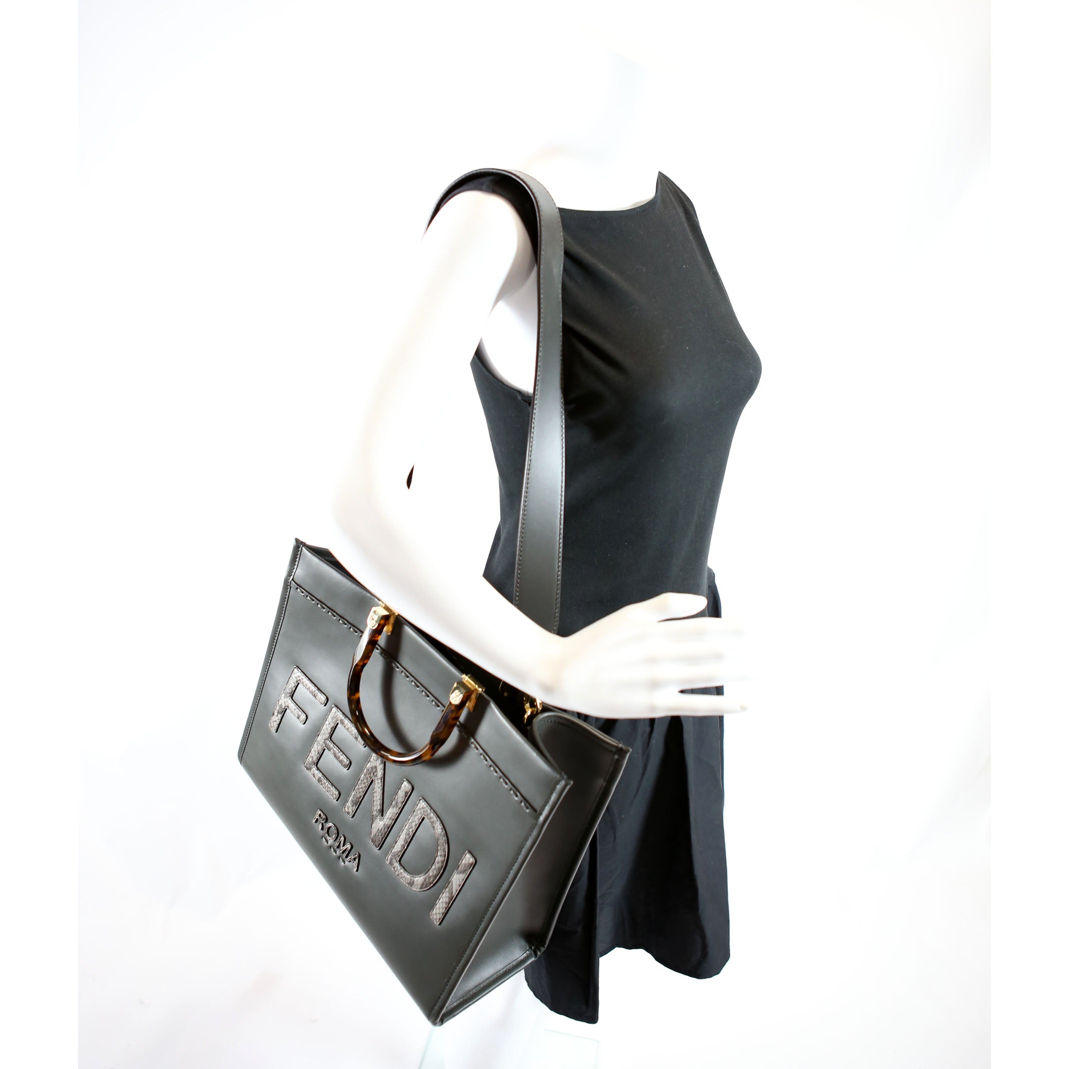 Fendi 8BH386 Sunshine Shopper Medium Leather Python