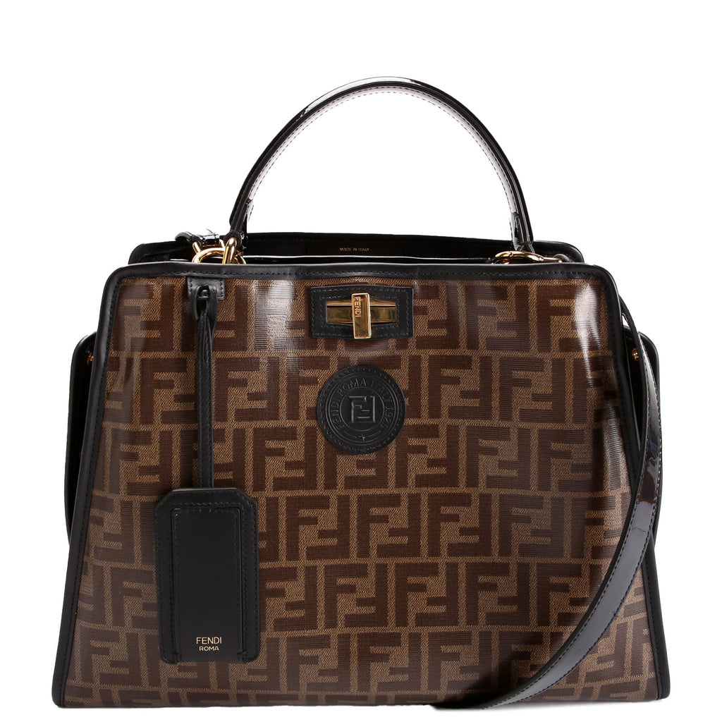Fendi FF 1974 Peekaboo Medium Patent Iconic Defender Black/Brown