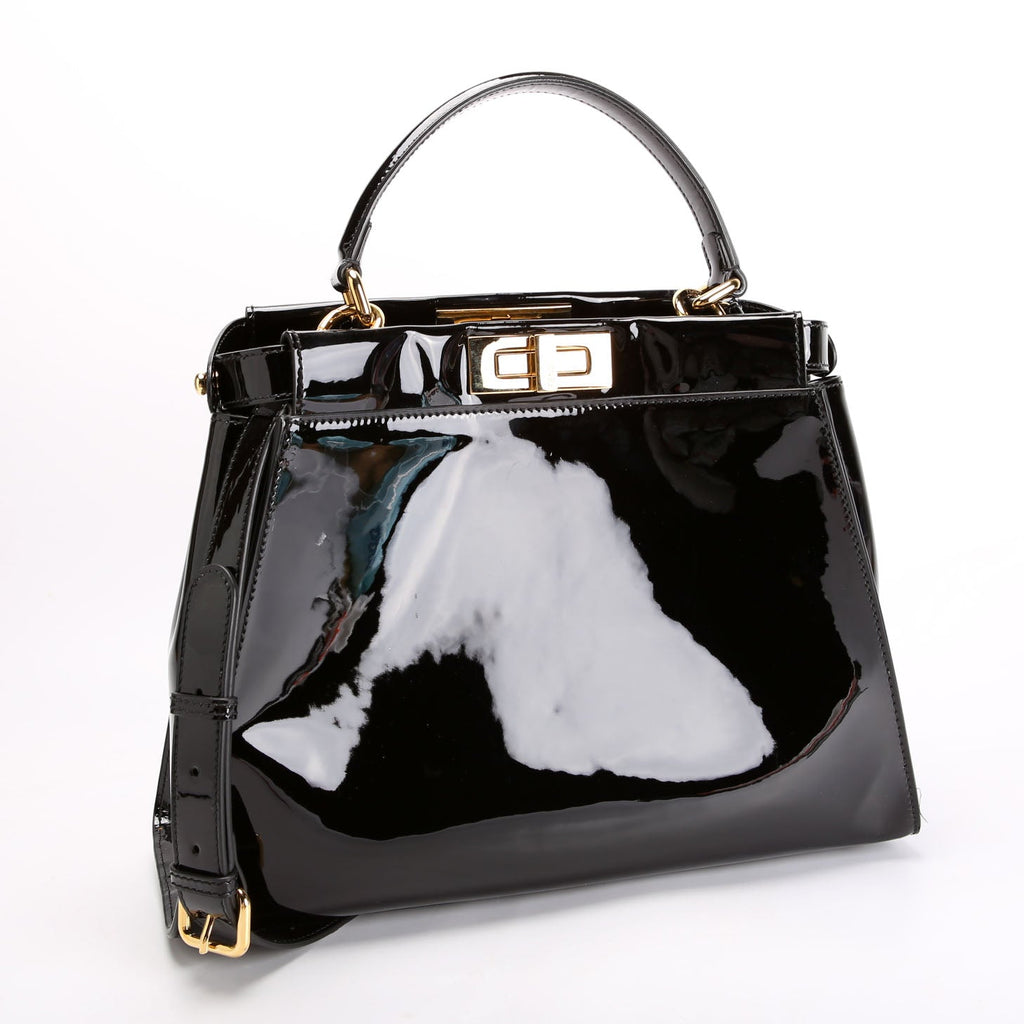 Fendi FF 1974 Peekaboo Medium Patent Iconic Defender Black/Brown
