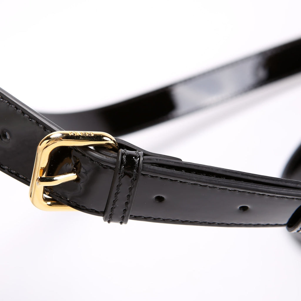 Fendi FF 1974 Peekaboo Medium Patent Iconic Defender Black/Brown