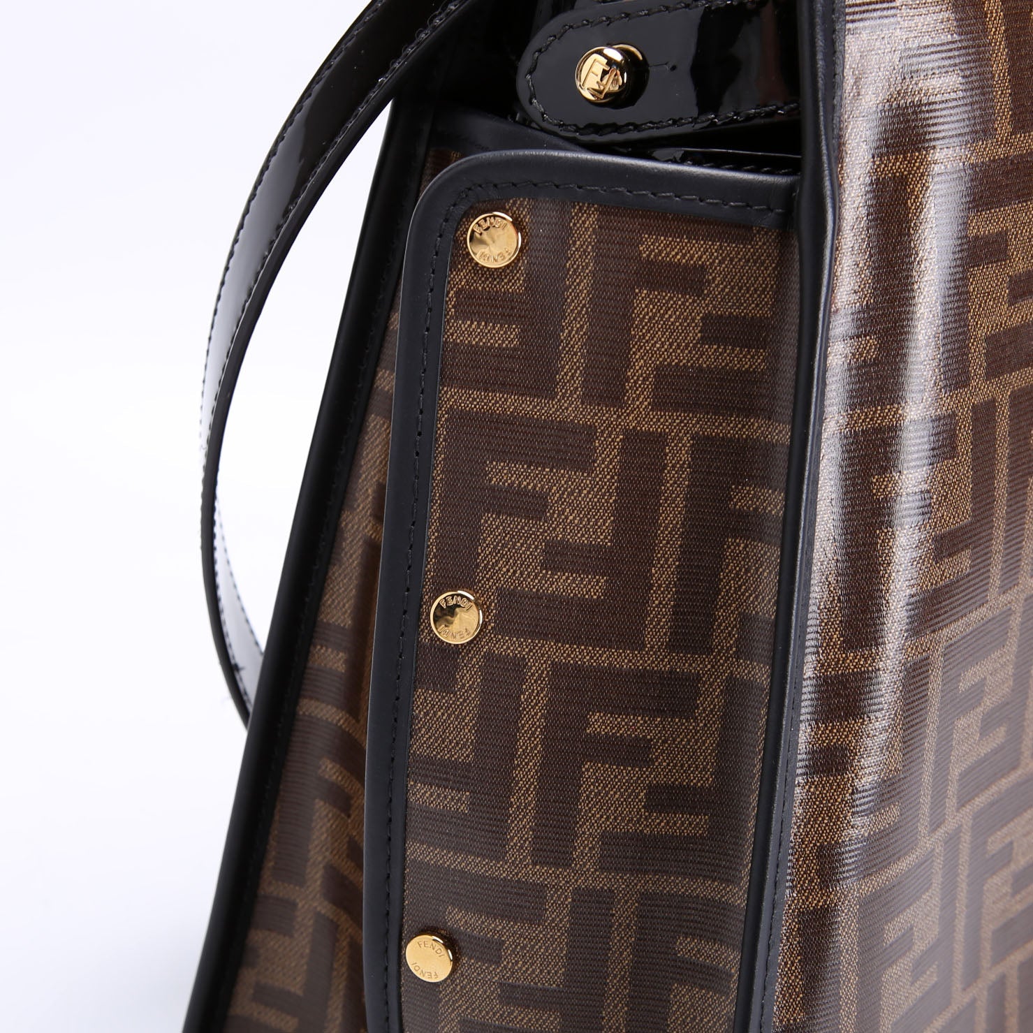 Fendi FF 1974 Peekaboo Medium Patent Iconic Defender Black/Brown