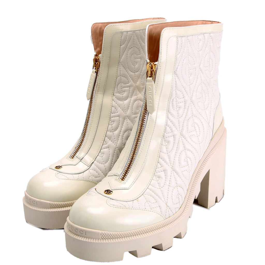 Gucci Quilted Rhombus Trip Ankle Boots Size 39