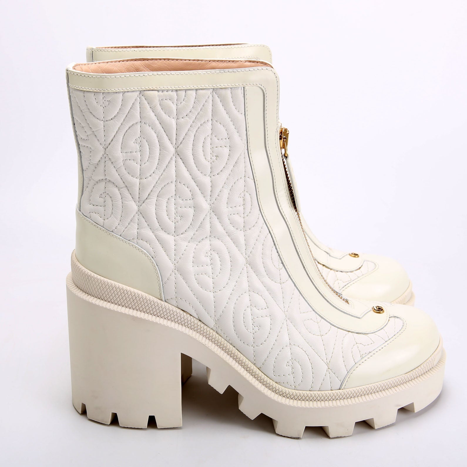 Gucci Quilted Rhombus Trip Ankle Boots Size 39