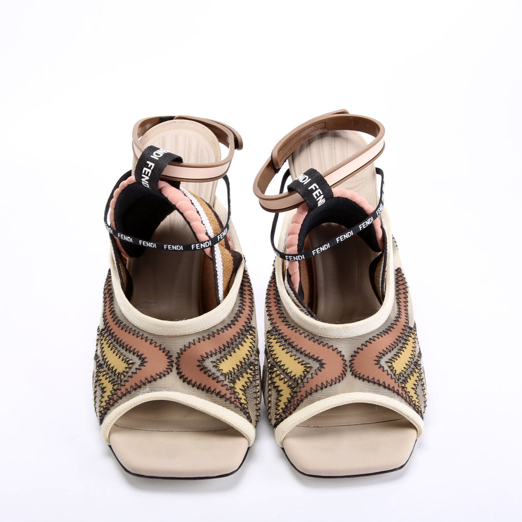 Evie Mesh/Fabric Slingback Heels Size 39 Multi