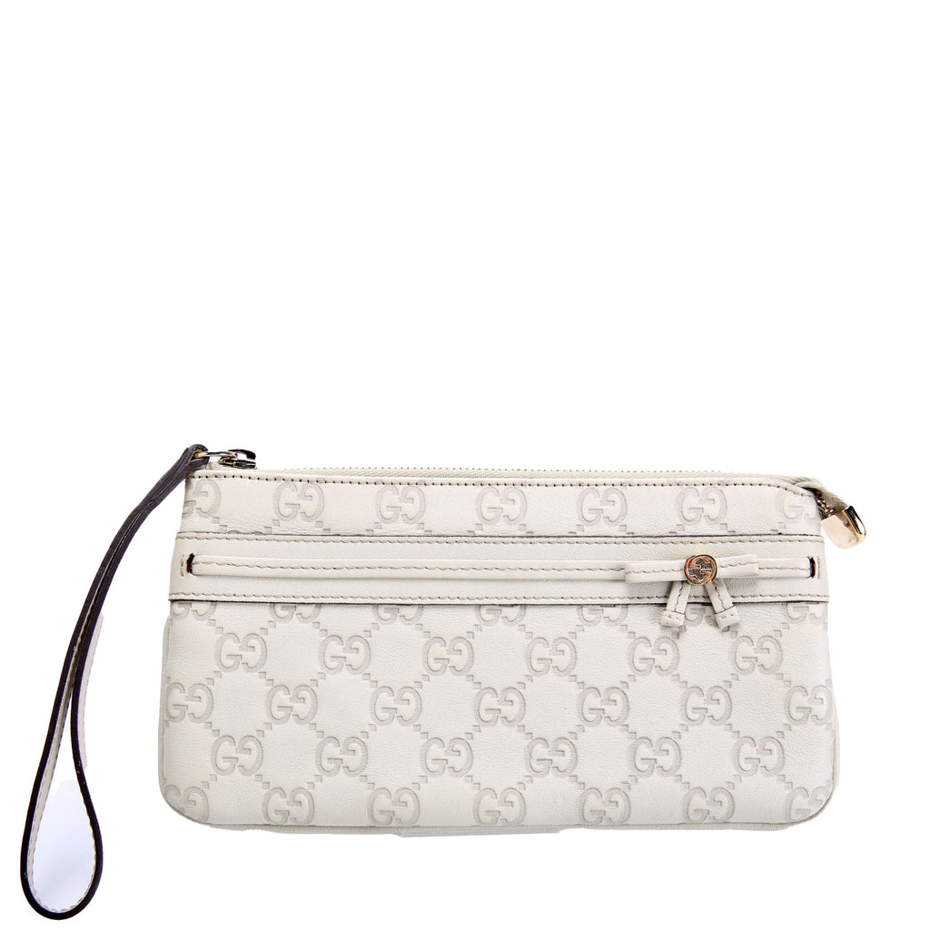 256867 Guccissima Wristlet Pouch Beige