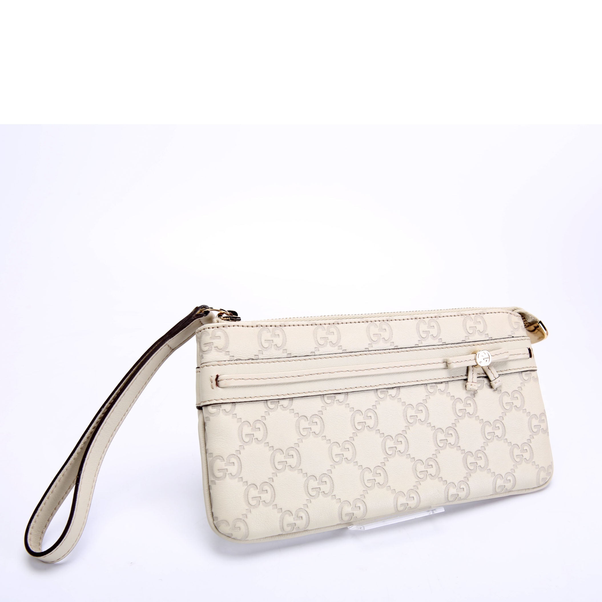 256867 Guccissima Wristlet Pouch Beige