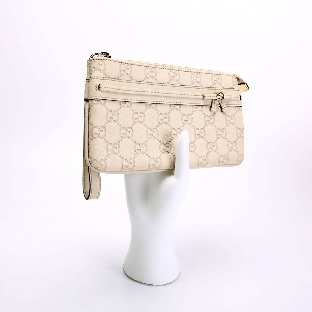 256867 Guccissima Wristlet Pouch Beige