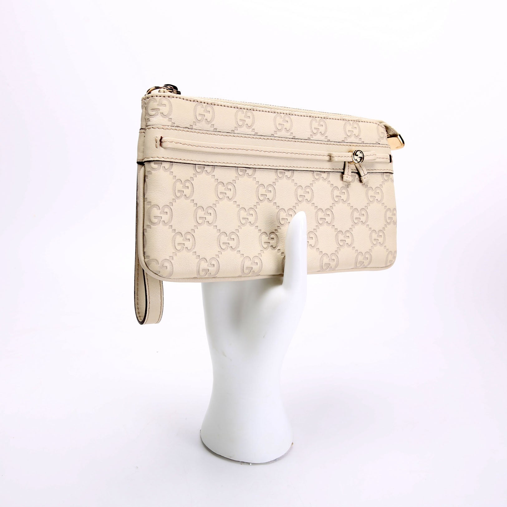 256867 Guccissima Wristlet Pouch Beige
