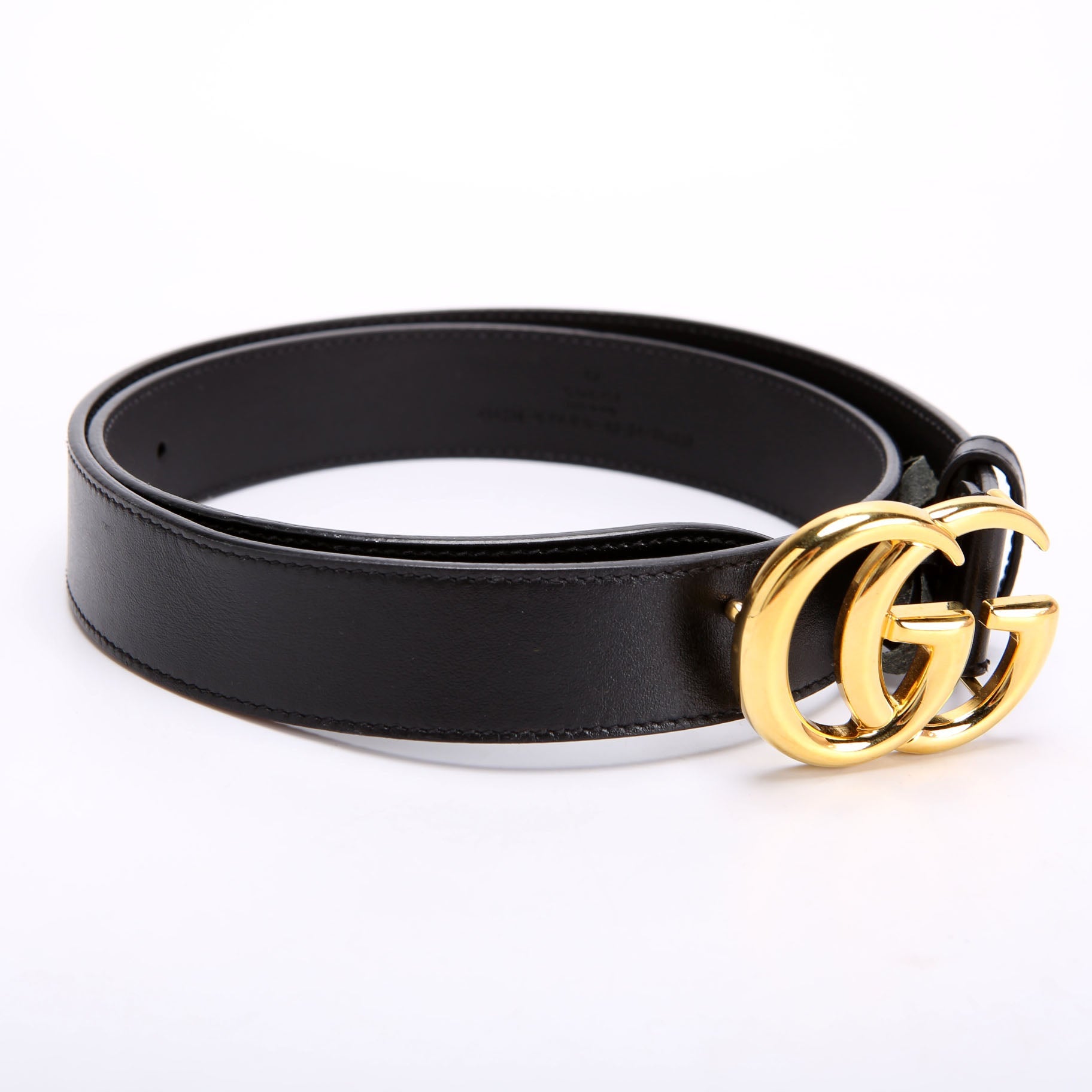 Gucci Belt: 414516 GG Marmont Size 85/34 Black/Gold
