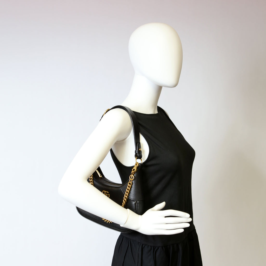 731817 Aphrodite Leather Small Shoulder Black
