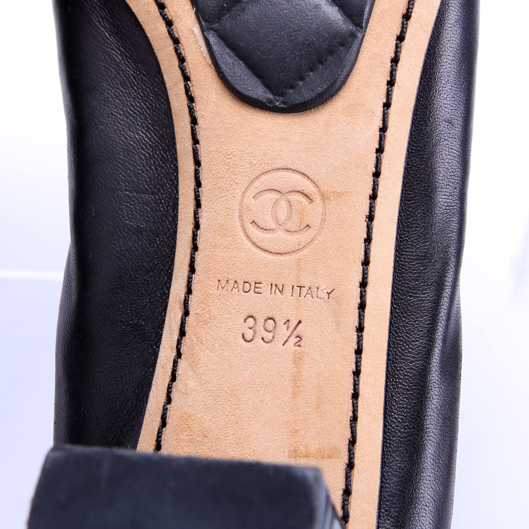 Cap Toe Scrunch Block Heel Size 39.5 Black