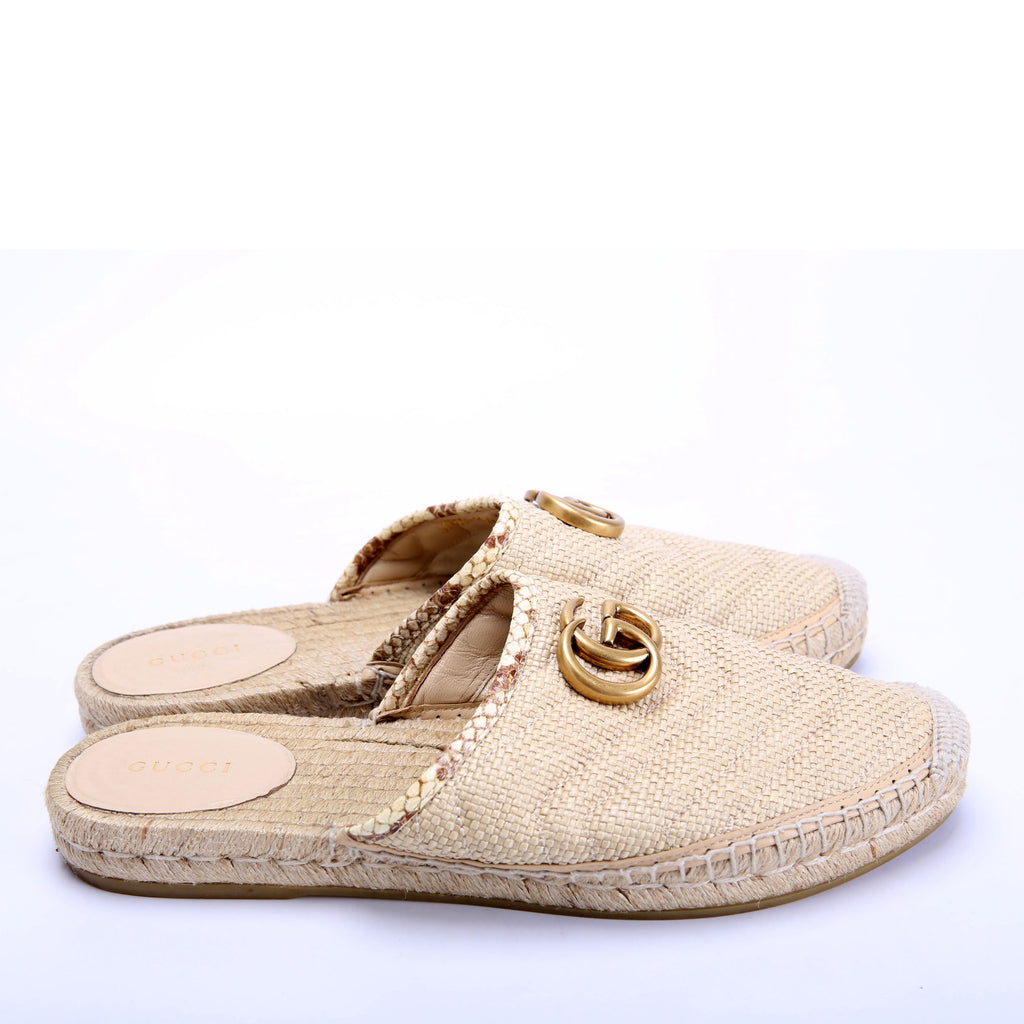 GG Marmont Espadrille Mules Size 39.5 Tan