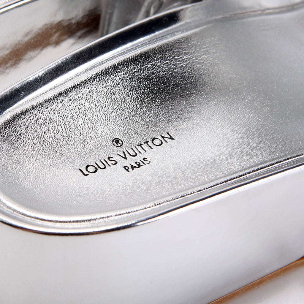 Metallic Monogram Platform Slides Size 39