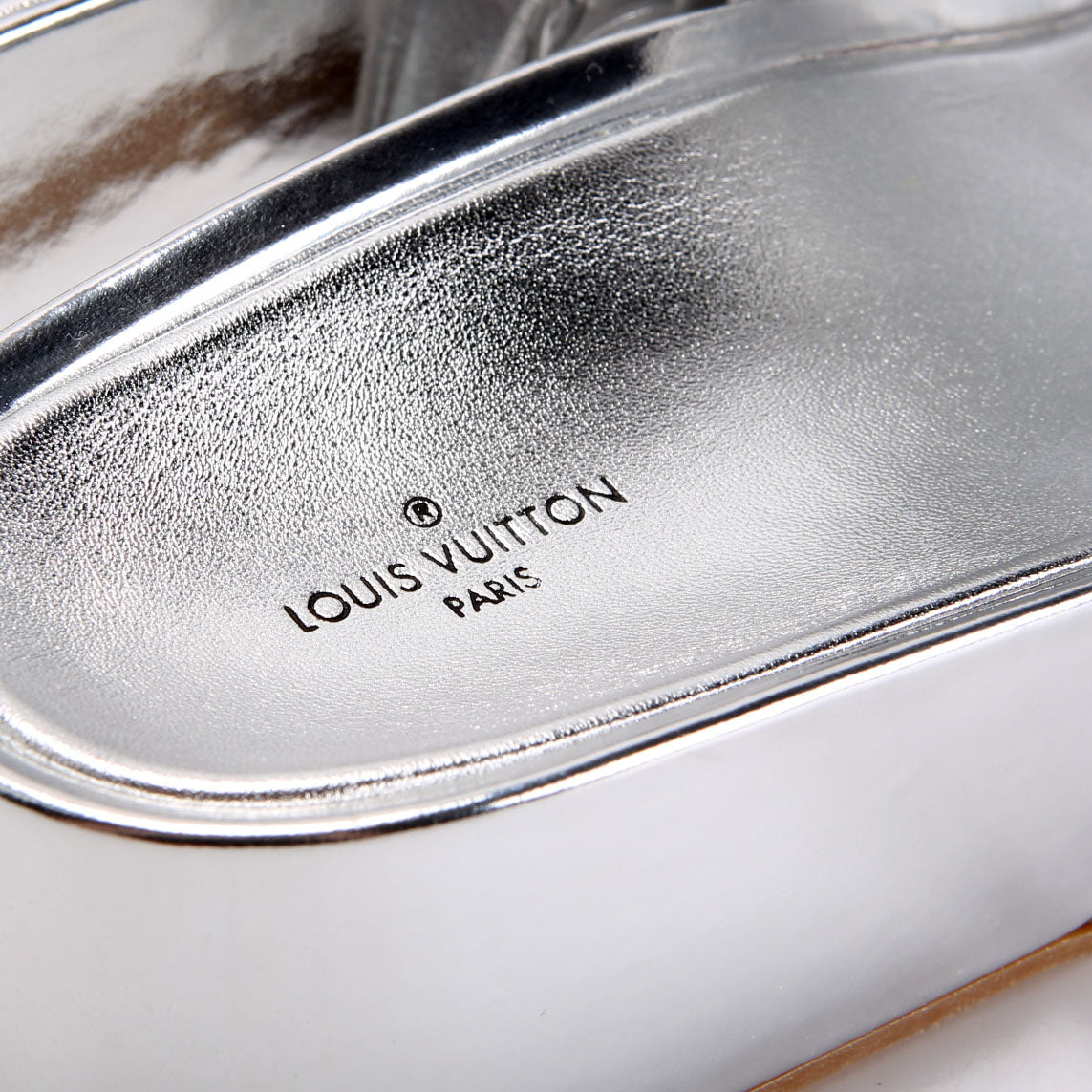 Metallic Monogram Platform Slides Size 39