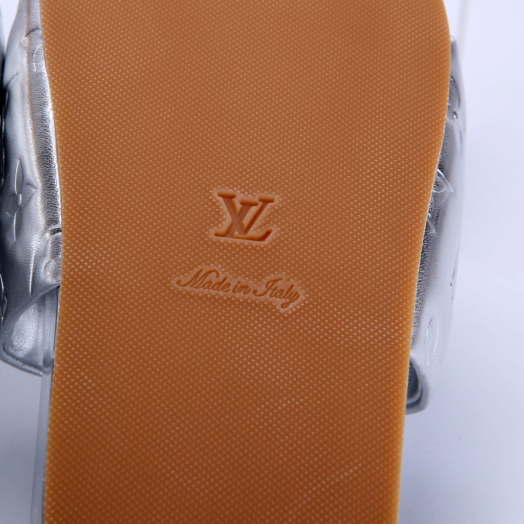 Metallic Monogram Platform Slides Size 39