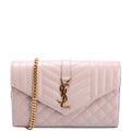 SAINT LAURENT Triquilt Grain De Chain Wallet 620280 Nude