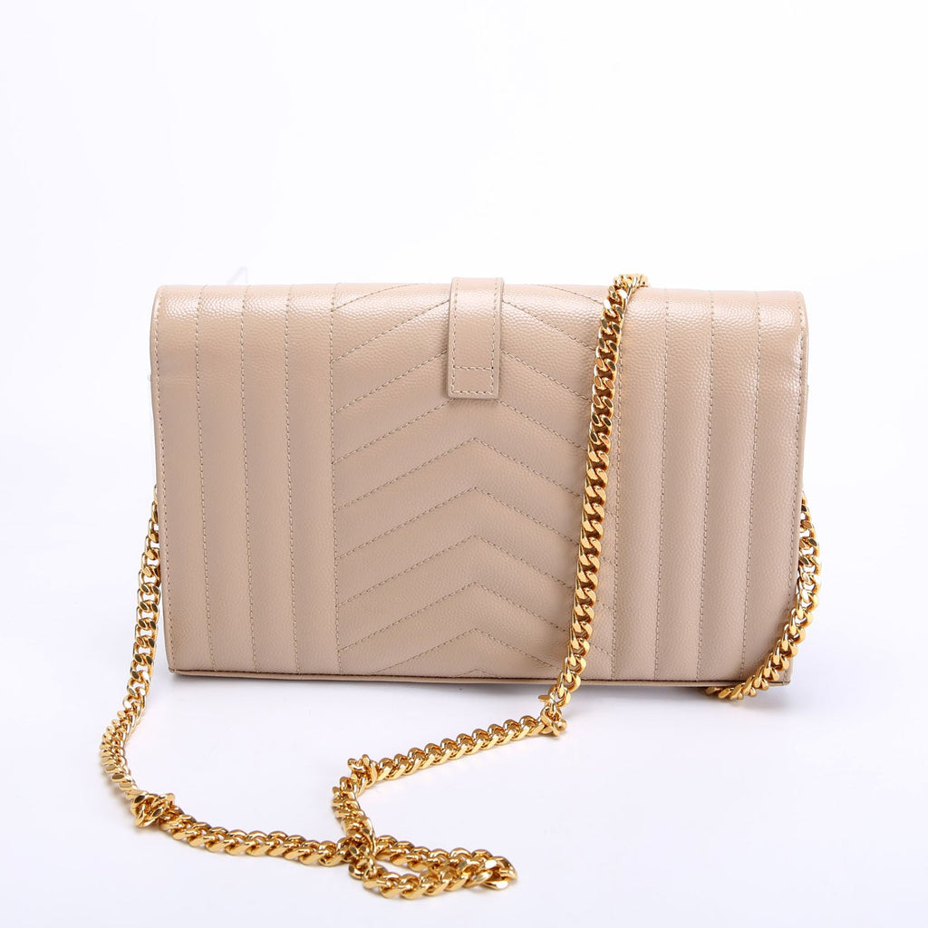 SAINT LAURENT Triquilt Grain De Chain Wallet 620280 Nude