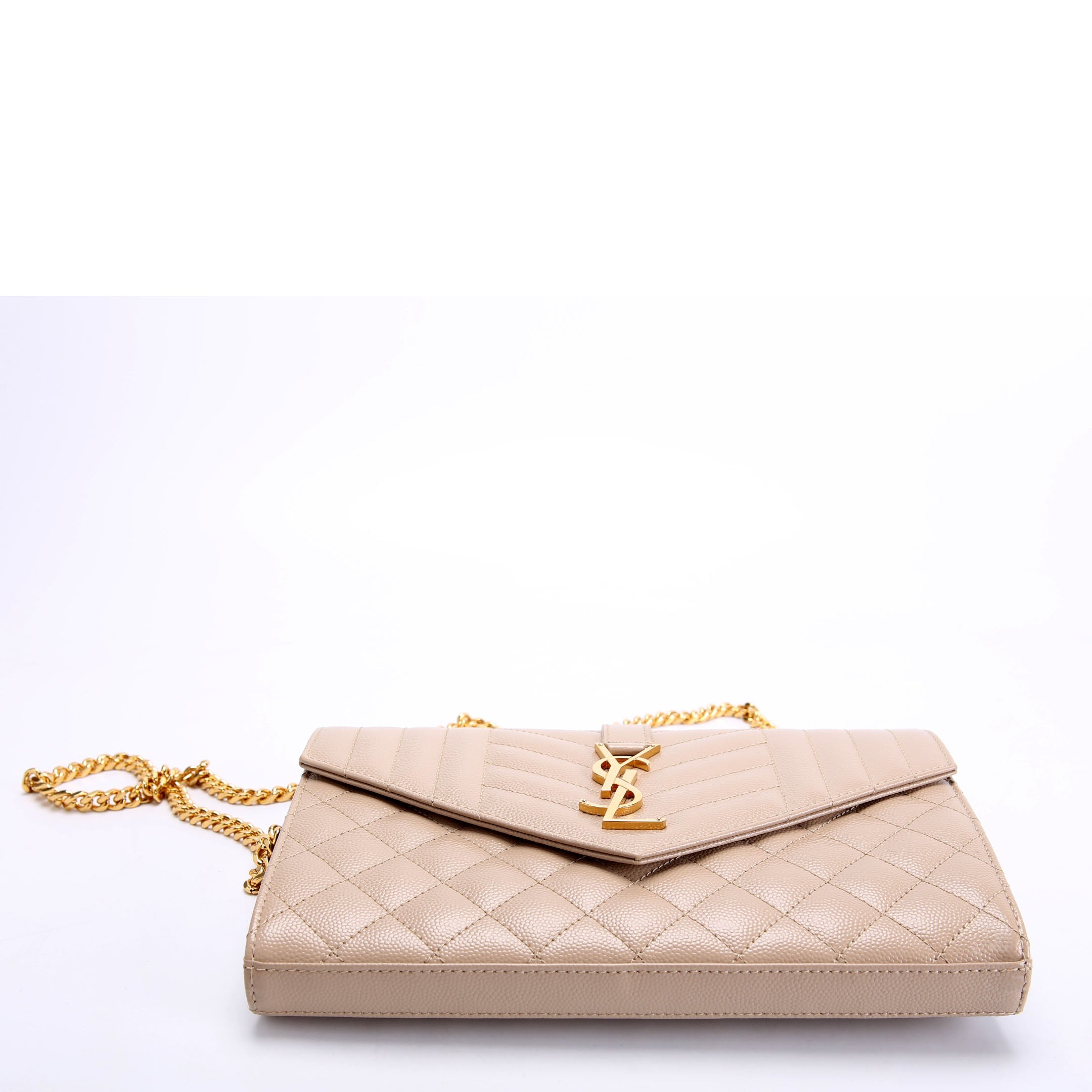 SAINT LAURENT Triquilt Grain De Chain Wallet 620280 Nude
