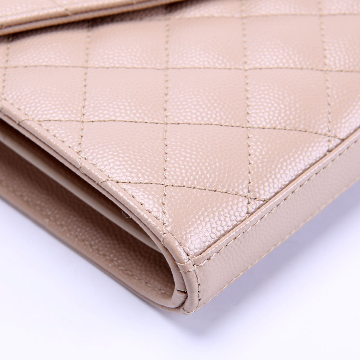 SAINT LAURENT Triquilt Grain De Chain Wallet 620280 Nude
