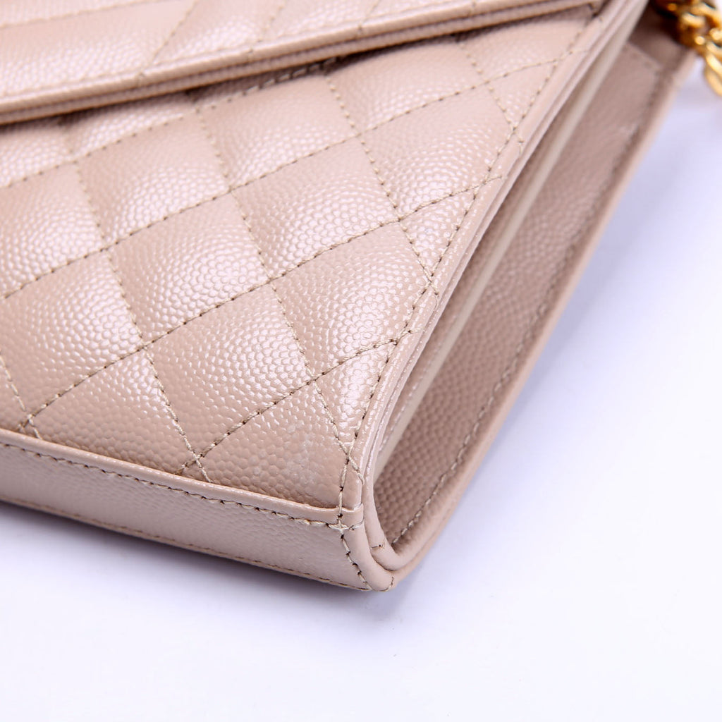 SAINT LAURENT Triquilt Grain De Chain Wallet 620280 Nude
