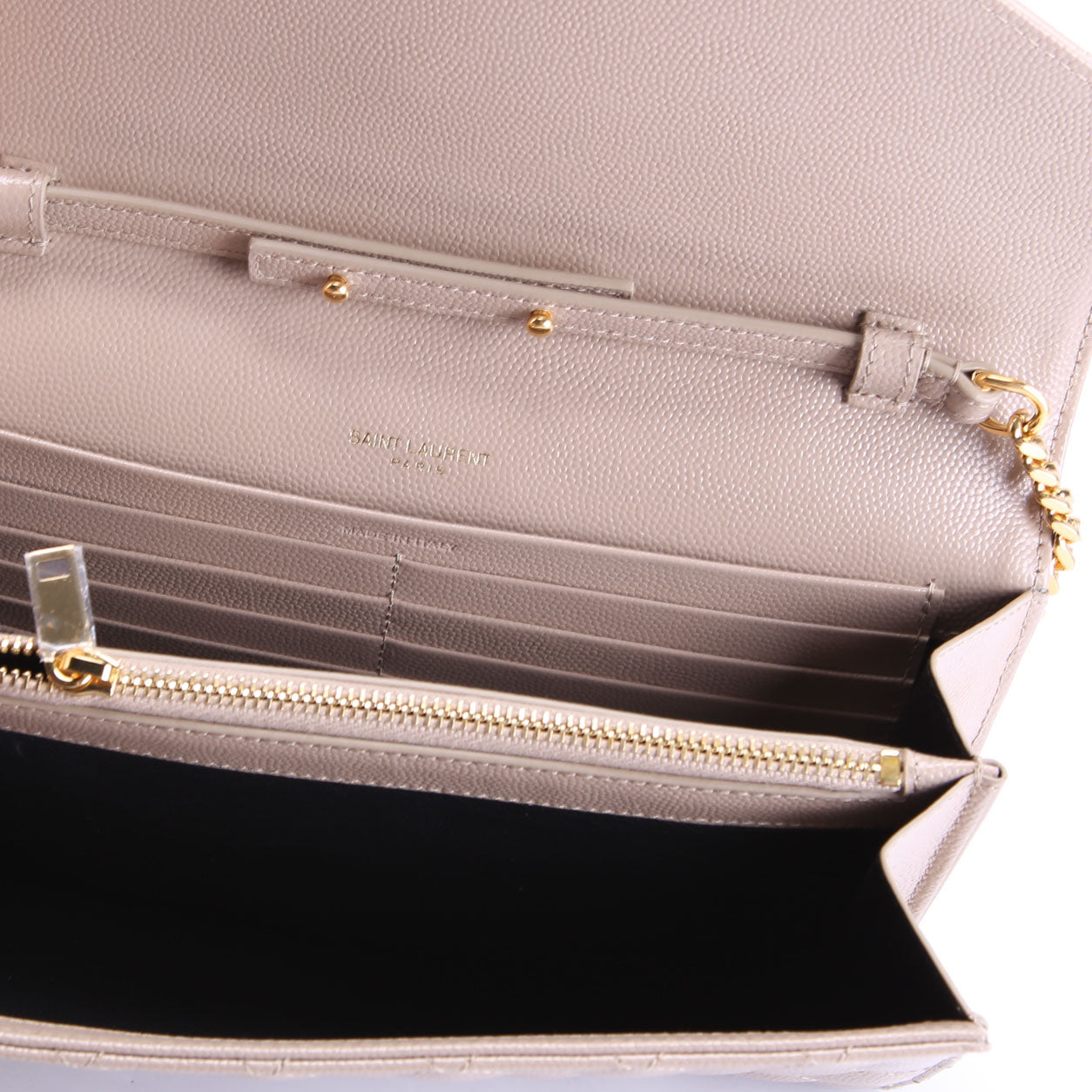 SAINT LAURENT Triquilt Grain De Chain Wallet 620280 Nude