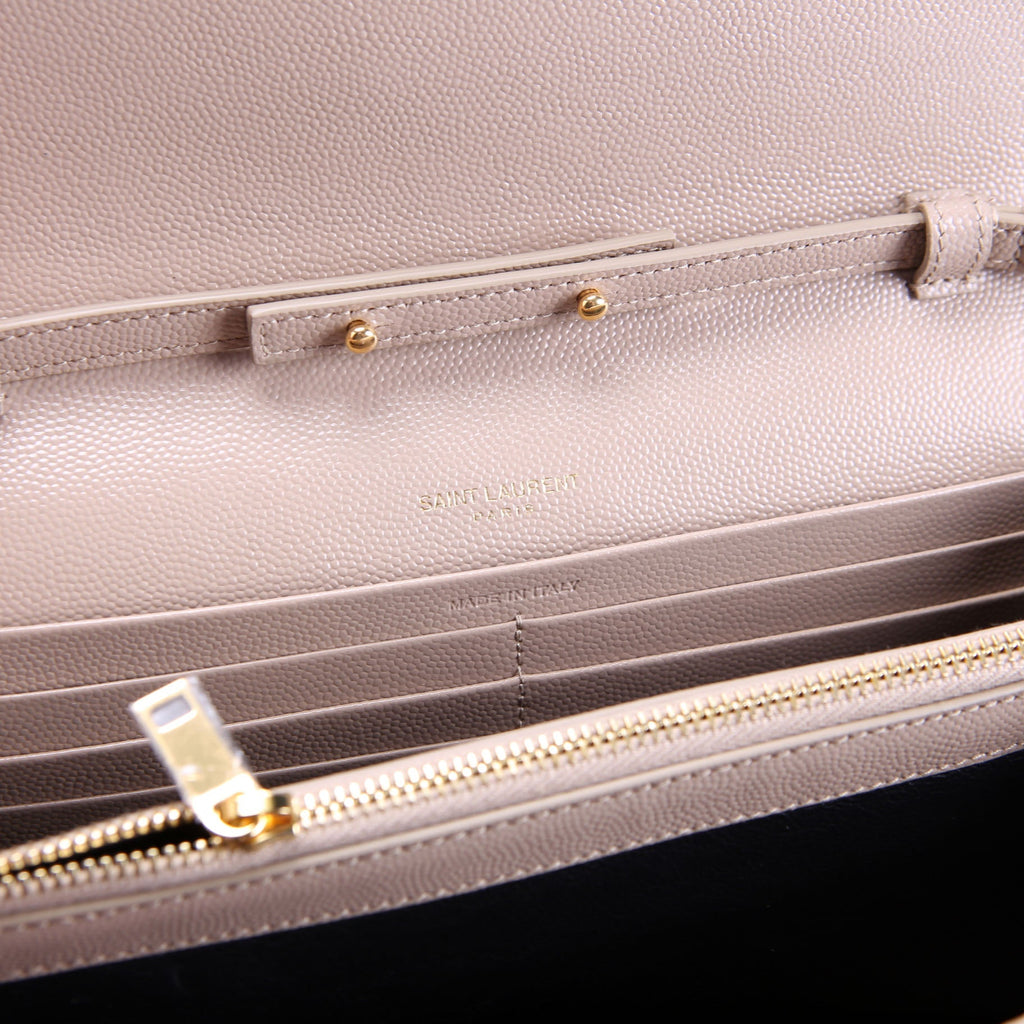 SAINT LAURENT Triquilt Grain De Chain Wallet 620280 Nude