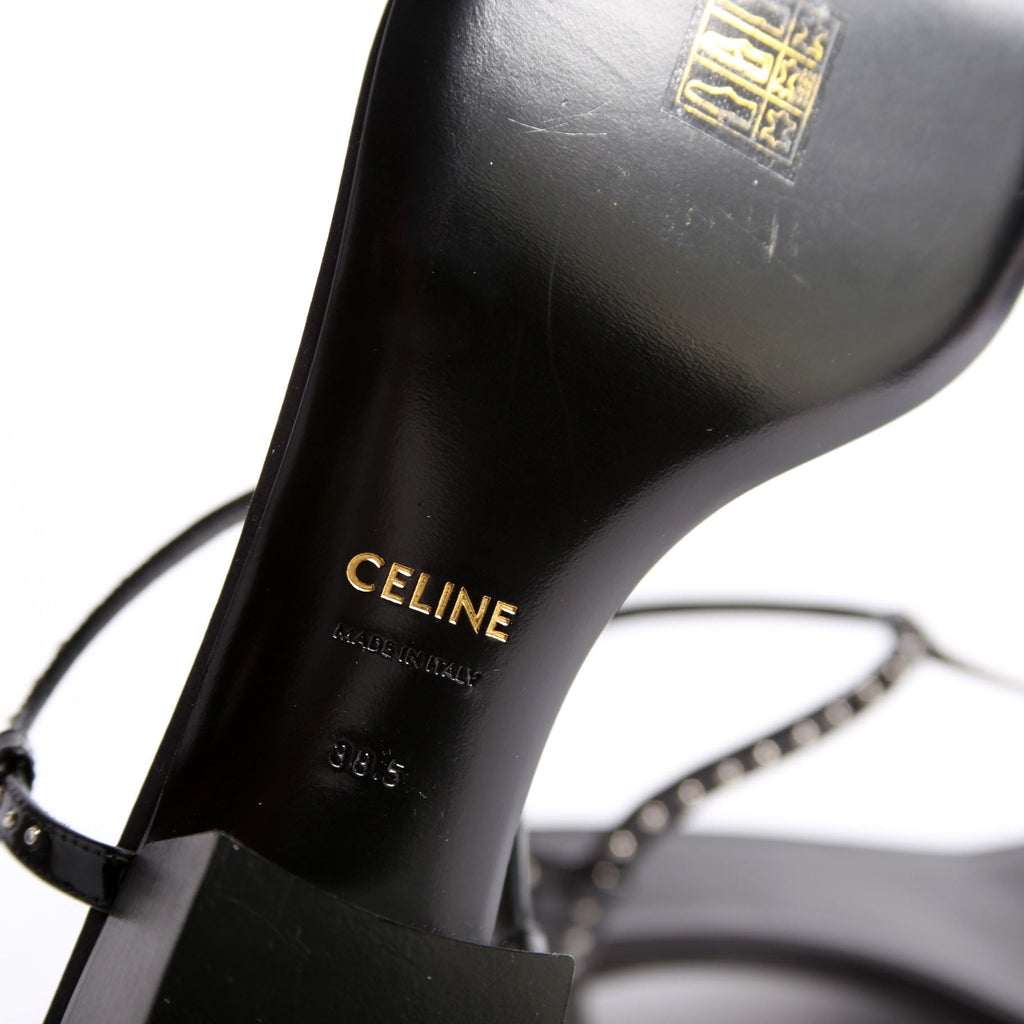 Studded T-Strap Sandals Size 38.5 Black