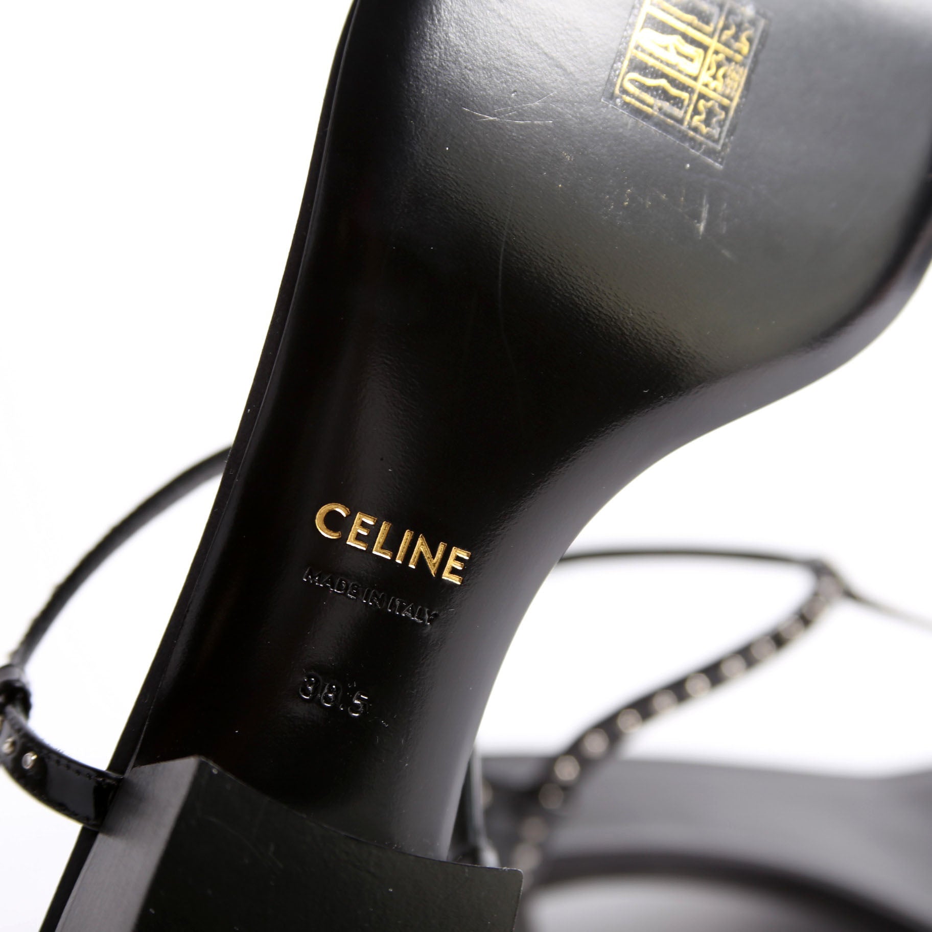 Studded T-Strap Sandals Size 38.5 Black