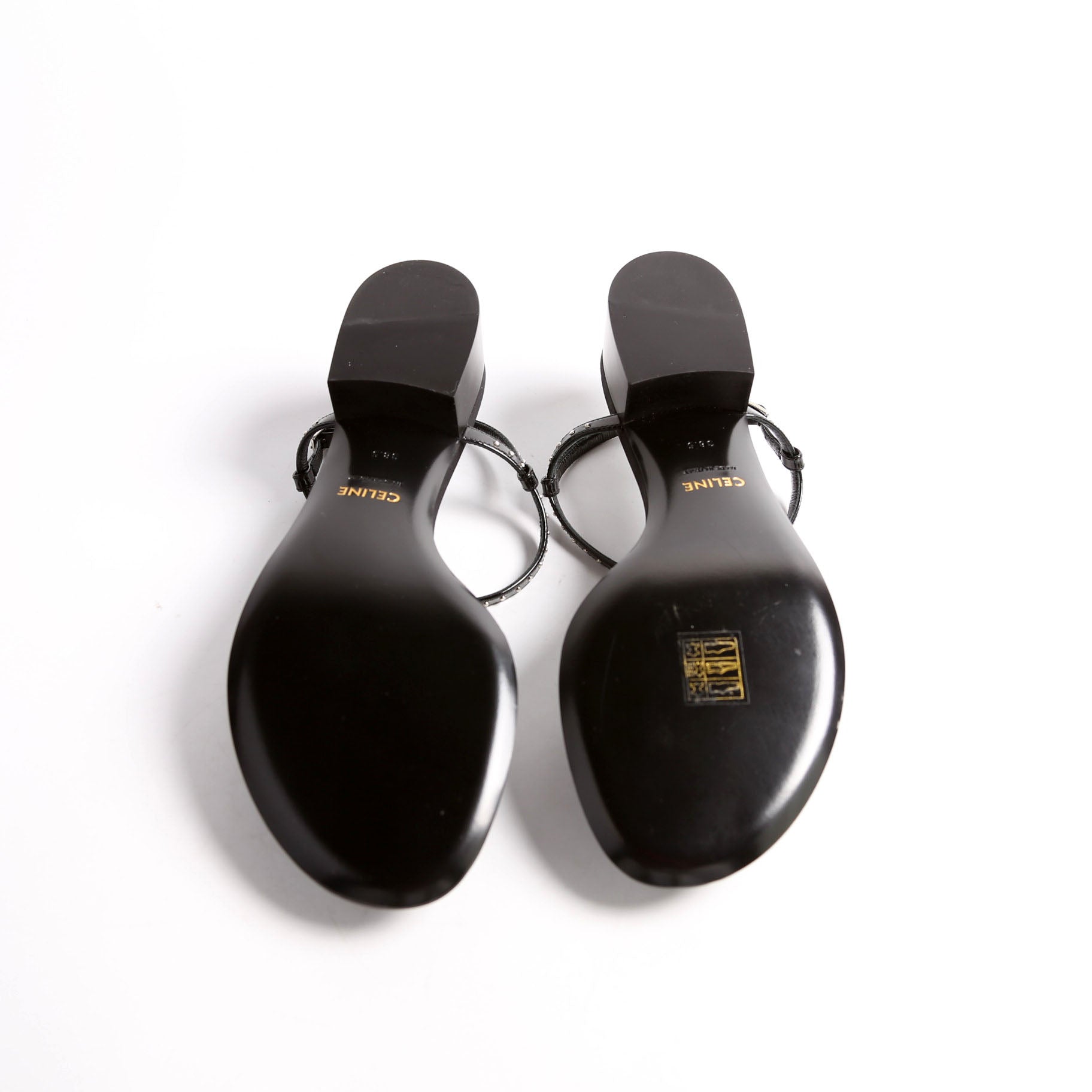 Studded T-Strap Sandals Size 38.5 Black