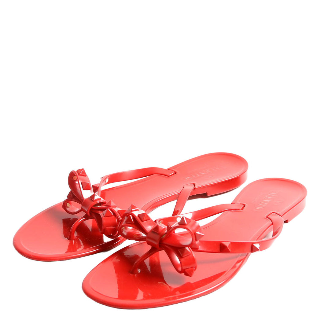 Rockstud Jelly Flip Flops Size 41 Red