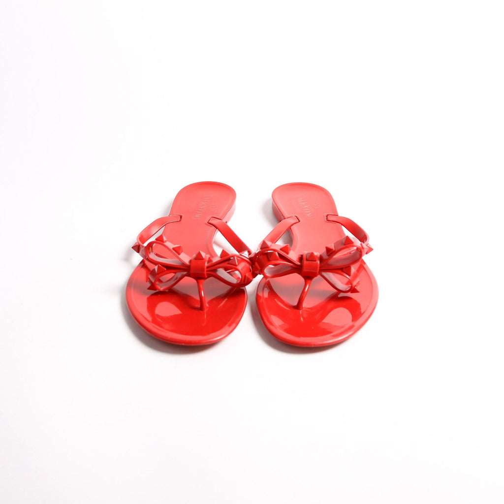 Rockstud Jelly Flip Flops Size 41 Red