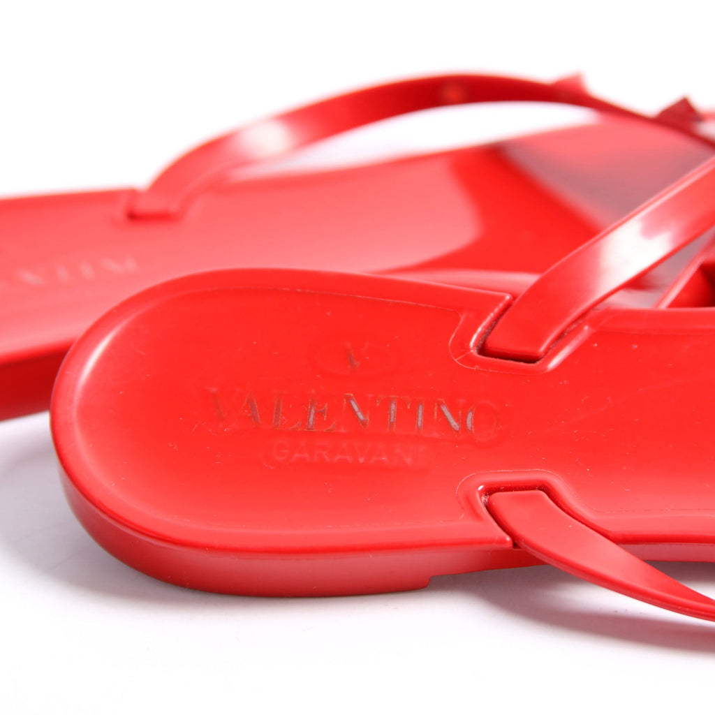 Rockstud Jelly Flip Flops Size 41 Red
