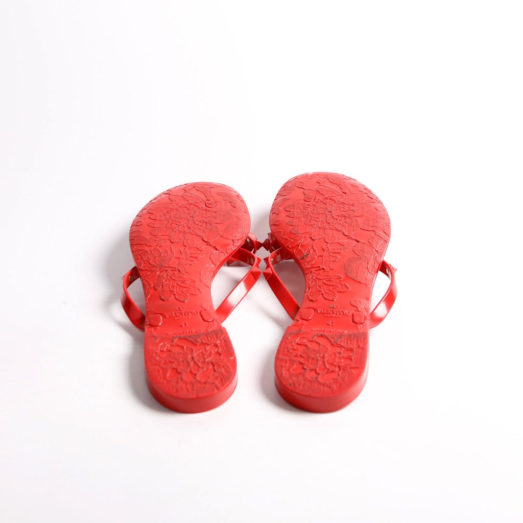 Rockstud Jelly Flip Flops Size 41 Red