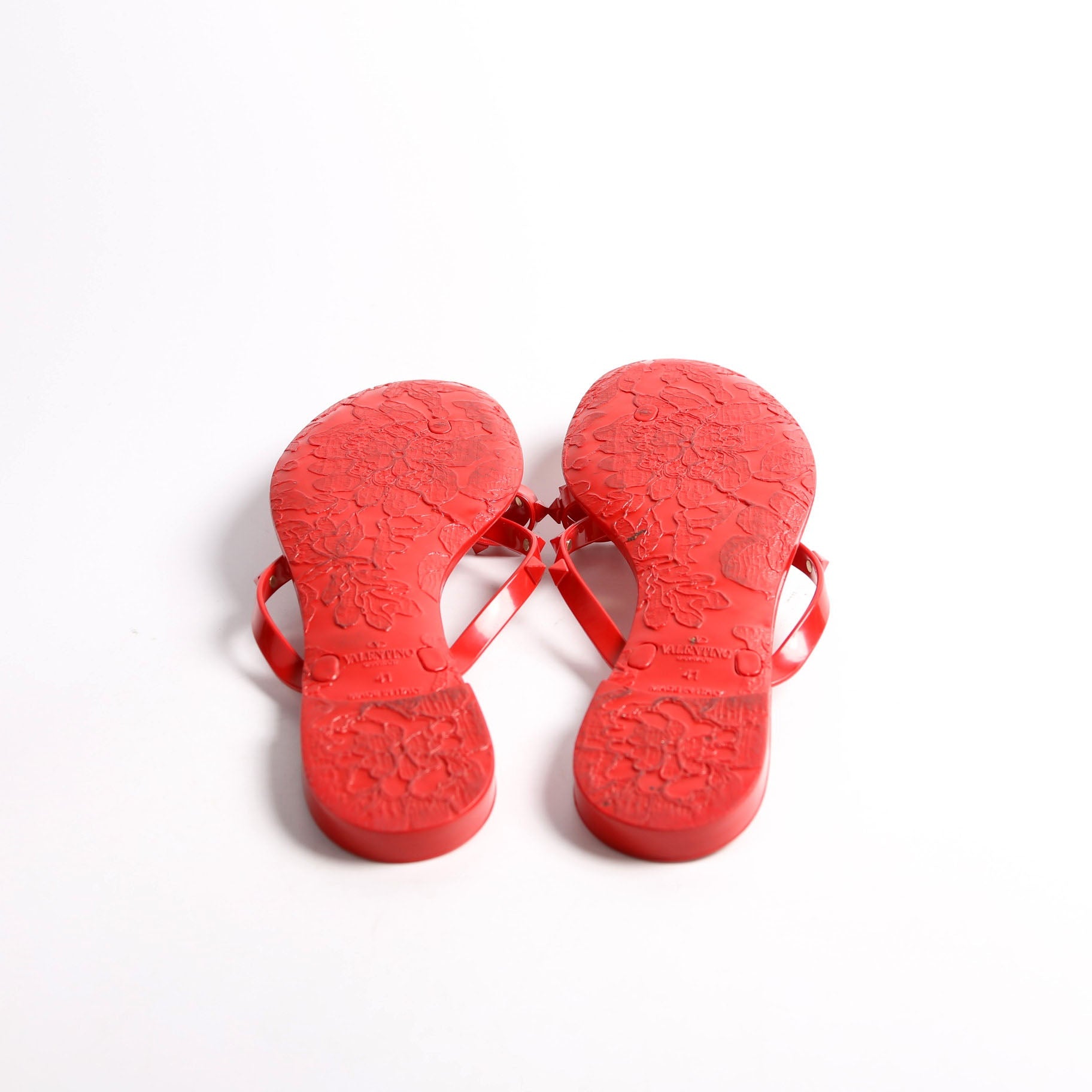 Rockstud Jelly Flip Flops Size 41 Red